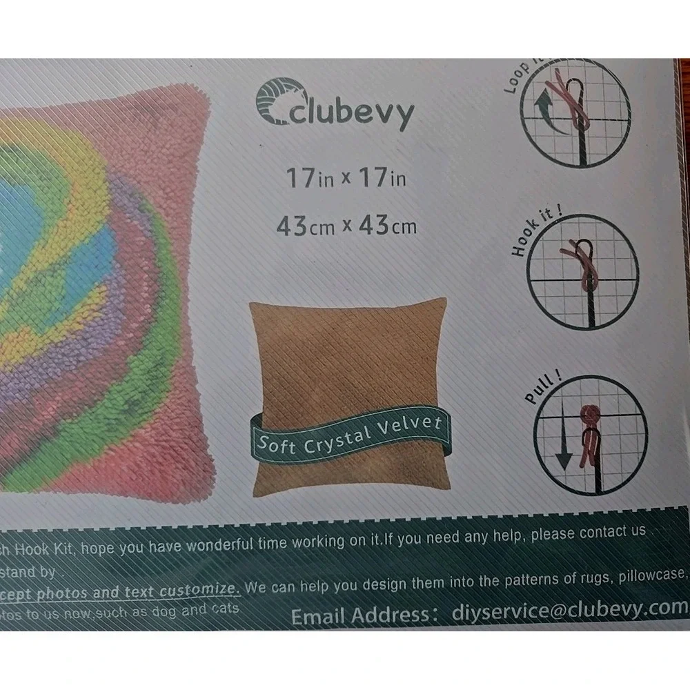 Latch Hook  Pillow Kit  By‎ Clubevy Pillow Open Package